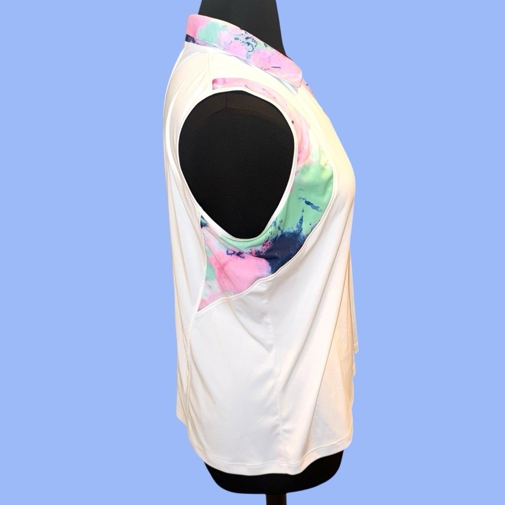 SLAZENGER Women’s Marble Pin Tuck Sleeveless Golf Polo - Multi Marble White XXL - Picture 5 of 13
